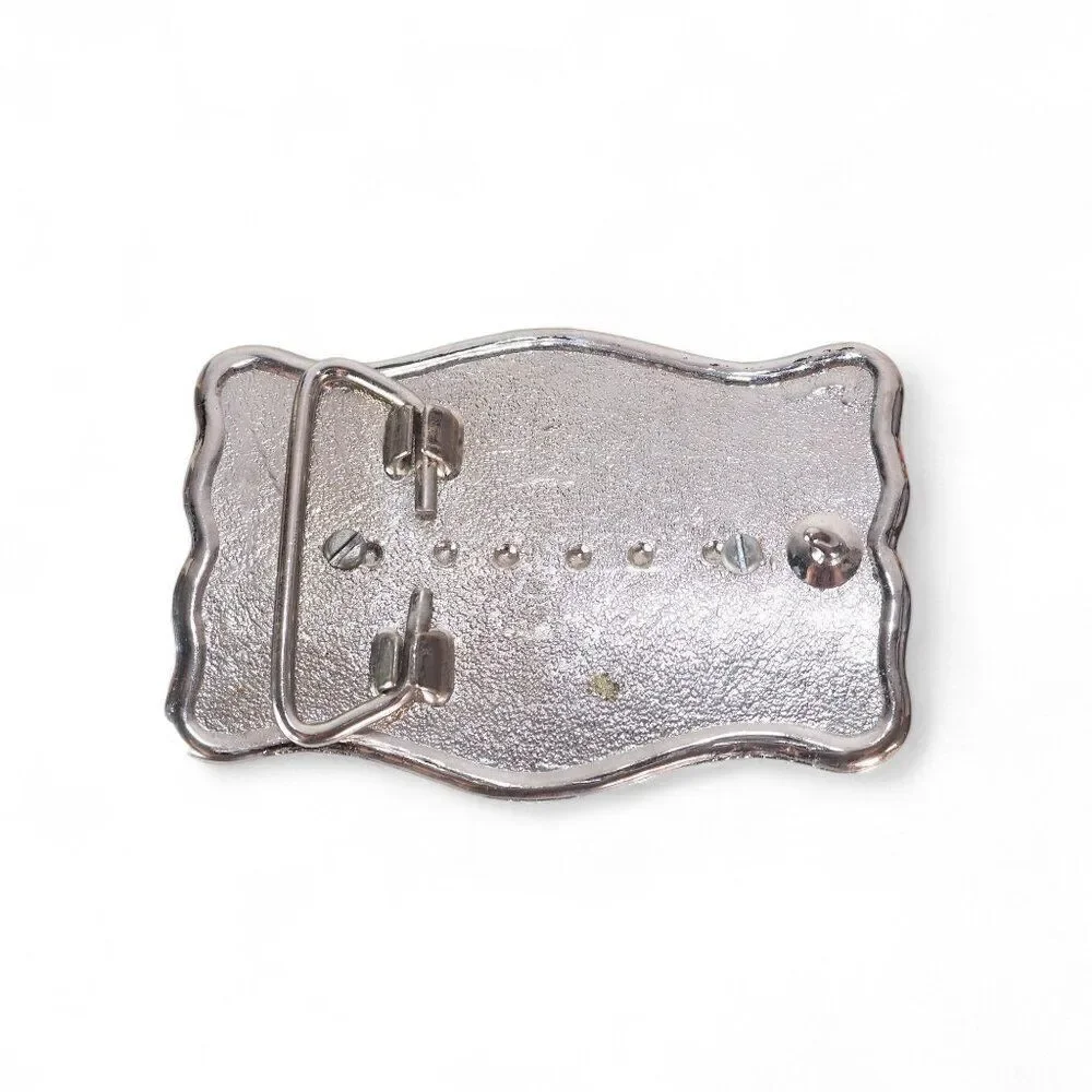 Vintage Unbranded Silver /‎ Blue Stone Agate Western Belt Buckle OS